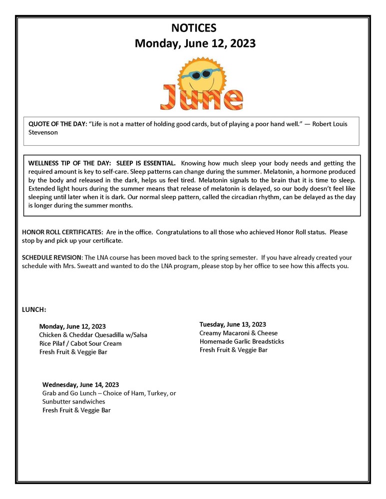 June 12 Notice